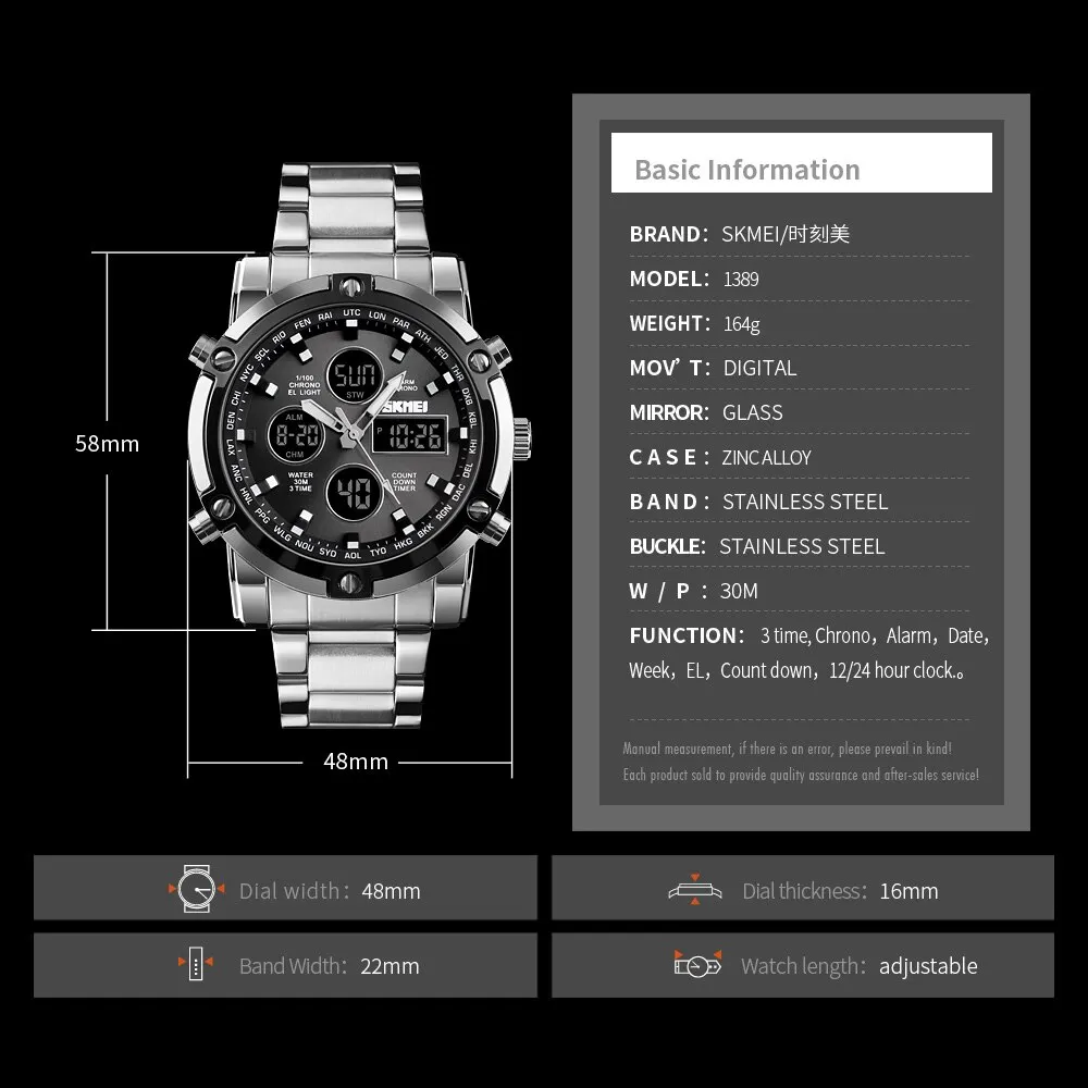 Relógio Digital Skmei 1389 com - Gold 6138 avaliação e preço