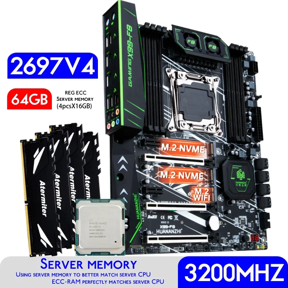 HUANANZHI X99 F8 X99 Placa-mãe - 64Gb Ddr4 Ecc Reg 3200Mhz avaliação e preço